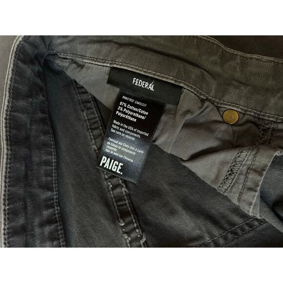 Paige Mens Federal Slim Straight Leg Twill Dark Gray Pants Size 33 Business - Picture 6 of 11